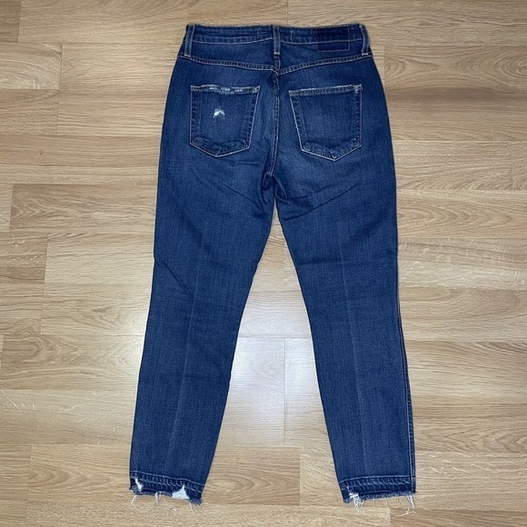 AMO Jeans Size 28 High Rise Stix Crop Rambler Made In USA Distressed Medium Blue - Picture 8 of 8
